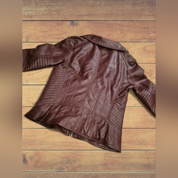 Guess x Wilson's Leather Women's Burgundy Cable-Knit Faux-Leather Jacket S - Picture 7 of 16